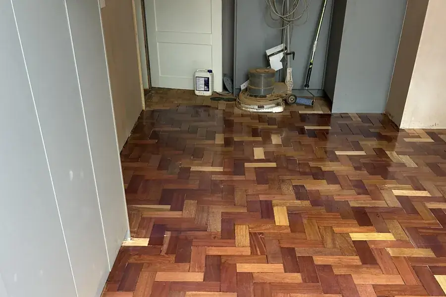 Restored parquet floor in a property